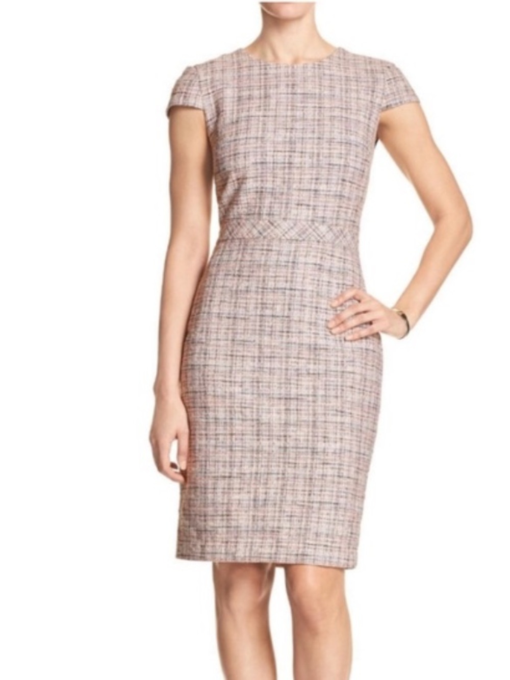 Banana Republic NWT Pink Tweed Cap Sleeve Business Office Dress Size 12